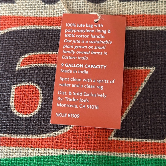 NWT Trader Joe's Burlap Coffee Beans Tote - Picture 3 of 7